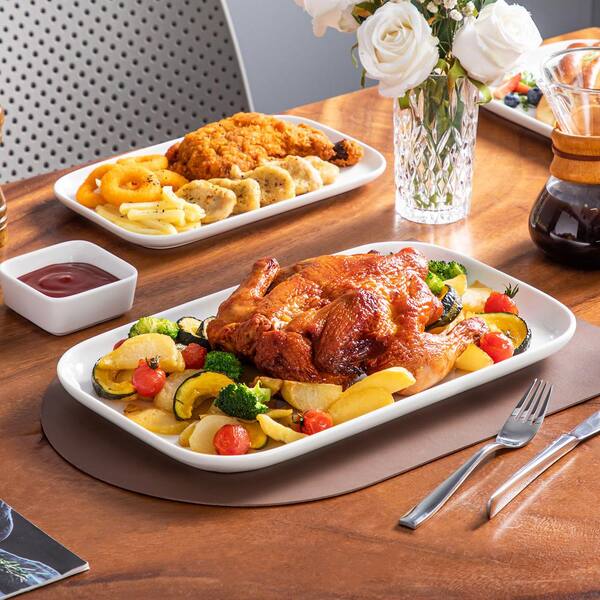 MALACASA White Serving Platter and Tray Set Stoneware Serving