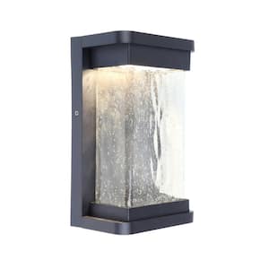1 Light Black Integrated LED Outdoor Wall Lantern Sconce