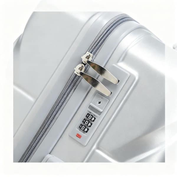 LIVACA 3-Piece Silver ABS Plastic Hardside Spinner Wheel Luggage