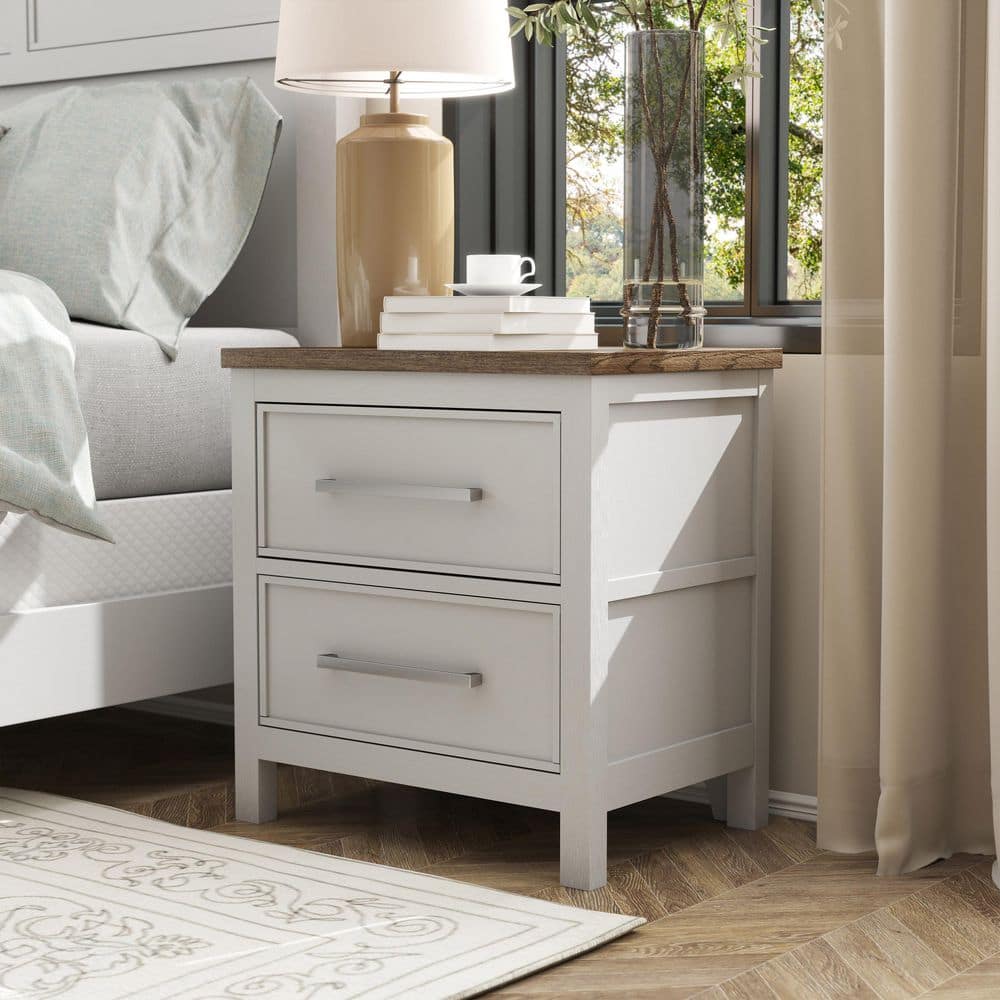 Furniture of America Beiring White and Dark Brown 2-Drawer