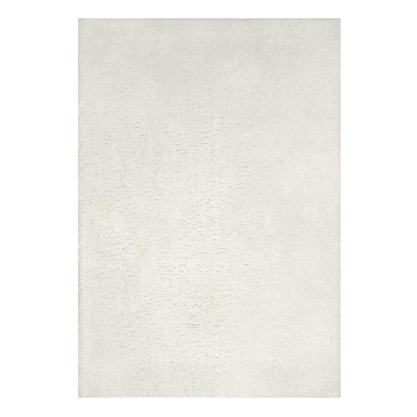 Leick Home Dagen Soft Shag Modern Ivory 7 ft. x 10 ft. Solid Color Polypropylene Area Rug