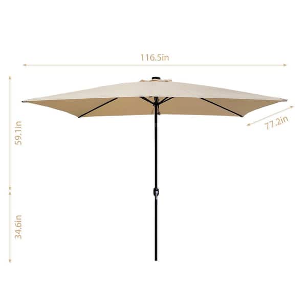 Unbranded 10 ft x 6.5 ft Rectangular with Crank Weather Outdoor Patio Umbrella Protection Water Tan
