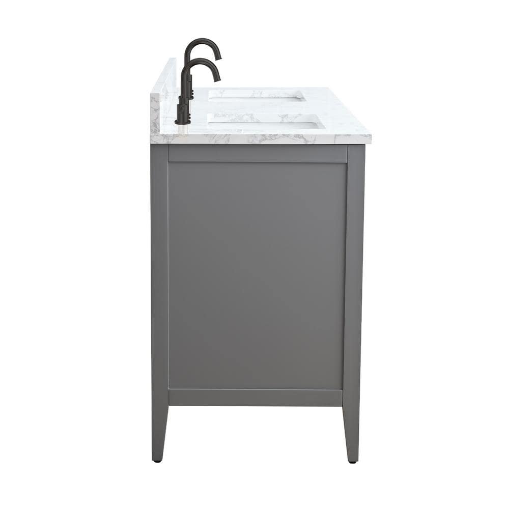72" Cashmere Gray Double Sink Vanity with Engineered Marble Top
