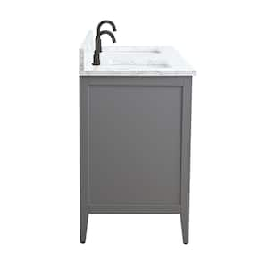 72 in. W x 22 in. D x 34 in. H Double Sink Bathroom Vanity Cabinet in Cashmere Gray with Engineered Marble Top