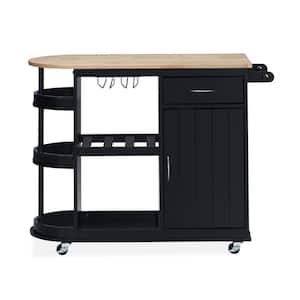 Corby Black Bar Cart with Drawers