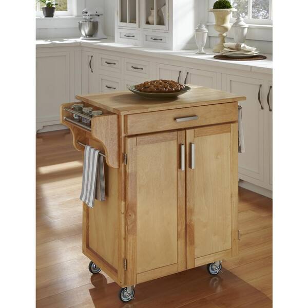 HOMESTYLES - Cuisine Cart Natural Kitchen Cart with Towel Rack