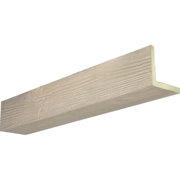 Ekena Millwork 4 in. x 10 in. x 24 ft. 2-Sided (L-Beam) Sandblasted White Washed Faux Wood Ceiling Beam