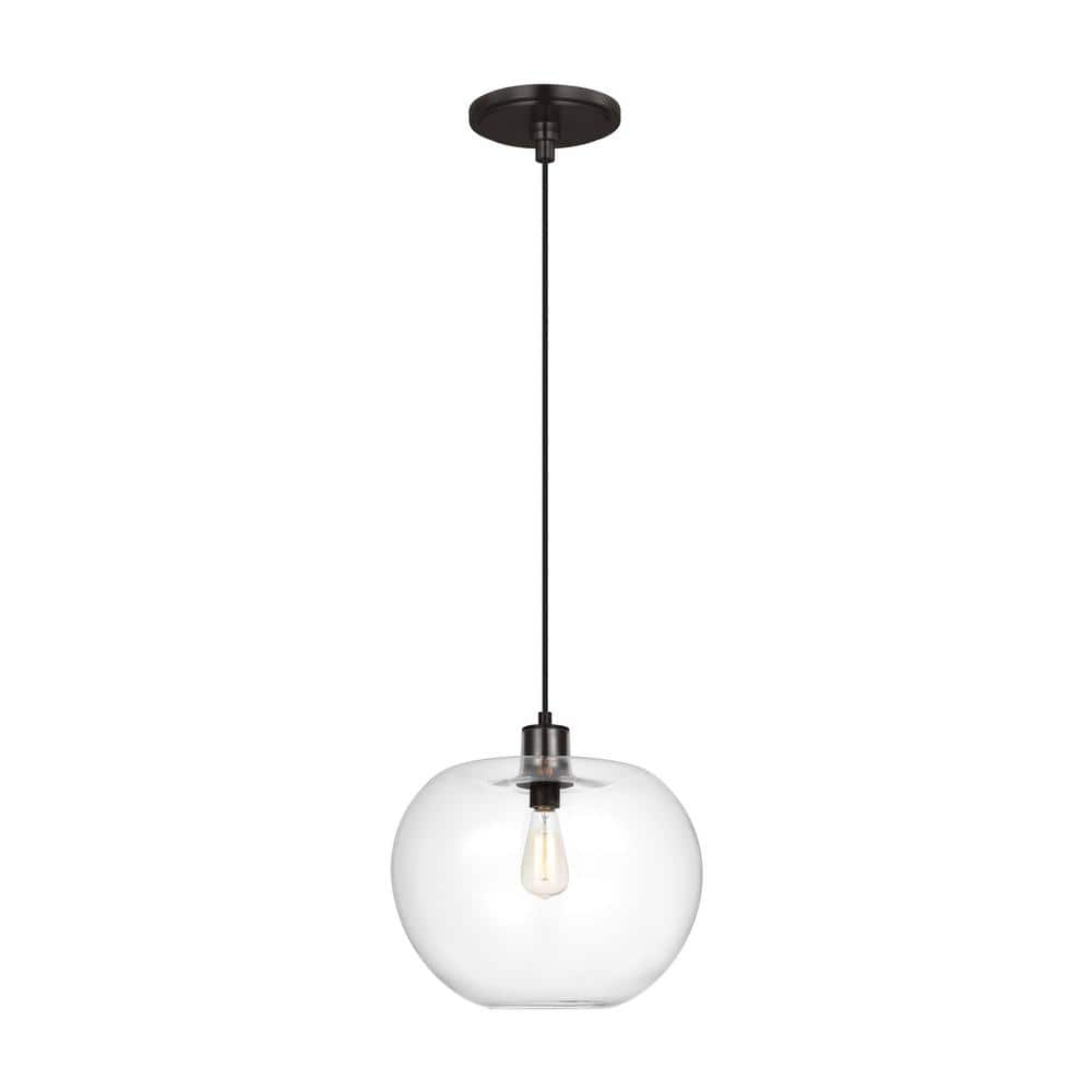 Aged Iron and Clear Glass Globe Pendant Light