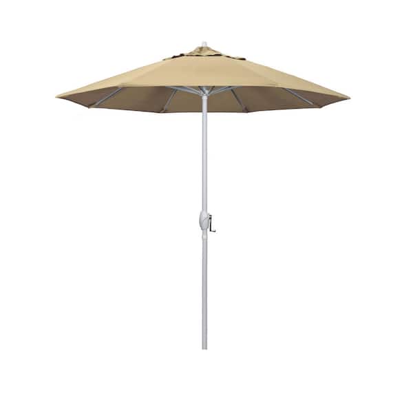 California Umbrella 7.5 ft. Matted White Aluminum Market Patio Umbrella Auto Tilt in Beige Pacifica