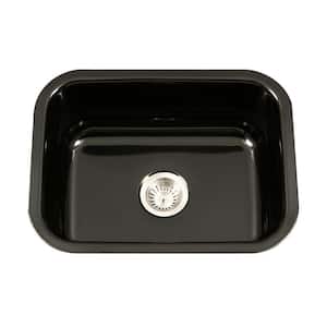Porcela Series Undermount Porcelain Enamel Steel 23 in. Single Bowl Kitchen Sink in Black