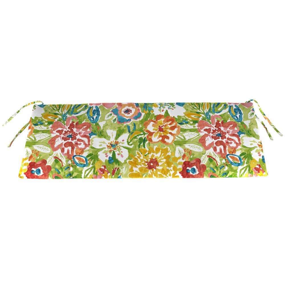 Sun River Garden Multicolor Floral Outdoor Bench Cushion with Ties