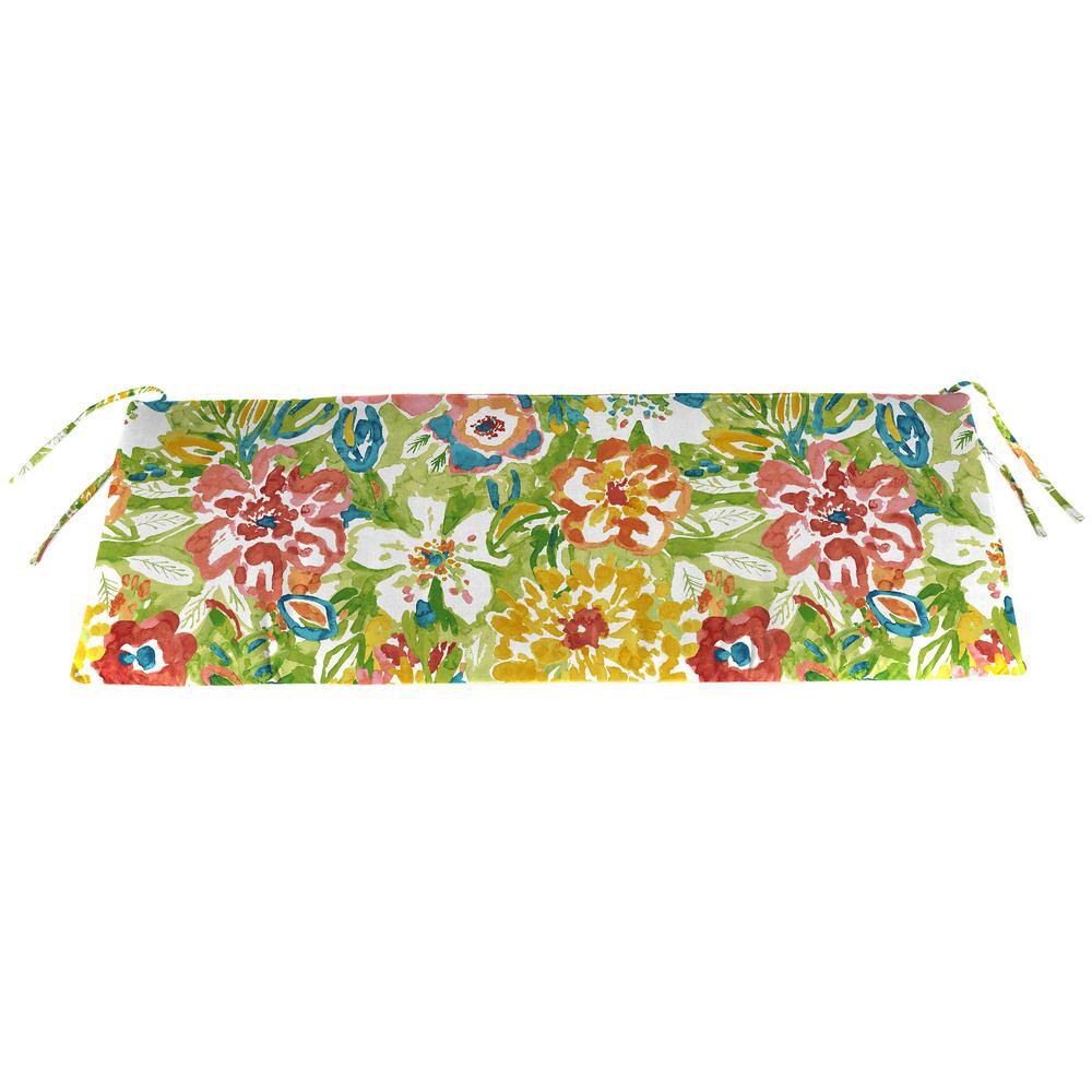 Sun River Garden Multicolor Floral Outdoor Bench Cushion with Ties