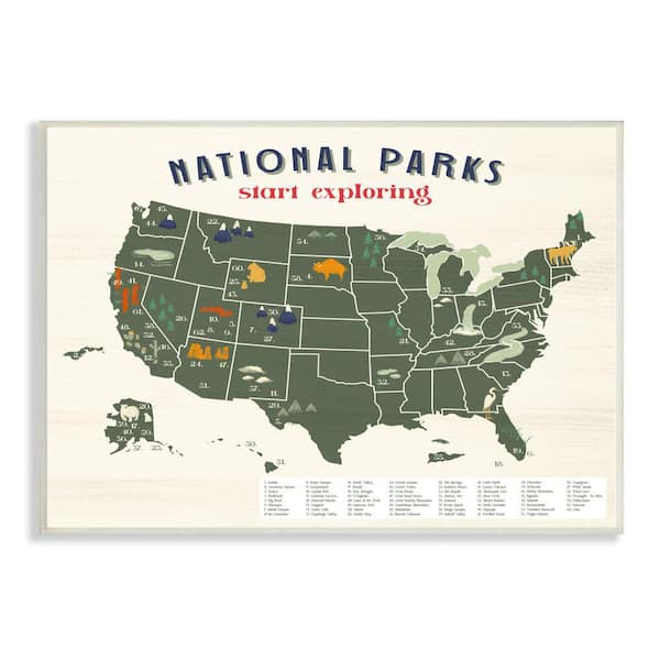 National Parks Map Numbered Key United States By Daphne Polselli Unframed Print Abstract Wall Art 13 in. x 19 in.