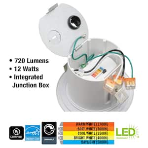 4 in. Canless Adjustable CCT LED Recessed Light Trim Integrated Junction Box 2-Way Mounting (12-Pack)