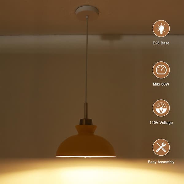 ADSENSTY 1-Light Simple Yellow Single Dome Pendant Light with