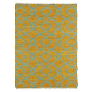 Kenwood Turquoise 8 ft. x 9 ft. Hand Woven Silk Indoor Double Sided Area Rug