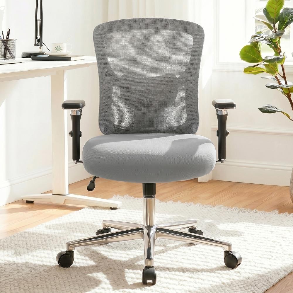Big and Tall Heavy Duty Mesh Seat Office Task Chairs Executive Chair in Gray with Fixed Arms, 500LBS Weight Capacity