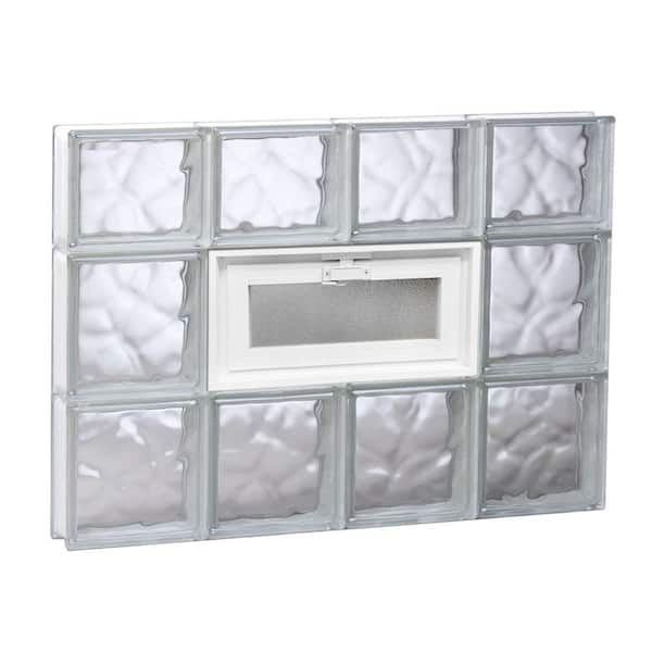 Clearly Secure 31 in. x 21.25 in. x 3.125 in. Frameless Wave Pattern Vented Glass Block Window
