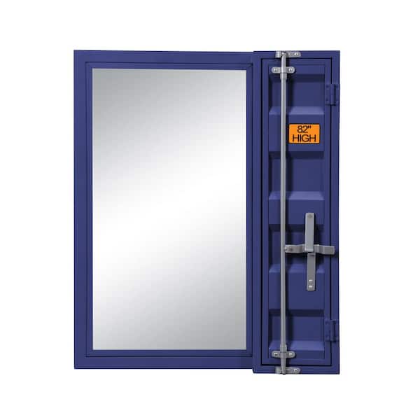 Unbranded 26 in. W x 32 in. H Small Rectangular Single Metal Framed Wall Bathroom Vanity Mirror in Blue