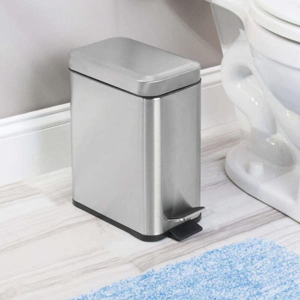Dracelo 1.3 Gal. Bathroom Small Metal Lidded Step Trash Can with Removable  Liner Bucket in Blue B091BC3BP8 - The Home Depot