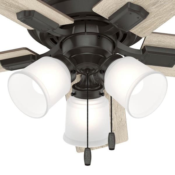 Hunter - Crystal Peak 44 in. Indoor Noble Bronze Ceiling Fan with Light Kit Included