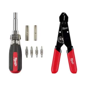 13-in-1 Multi-Tip Cushion Grip Screwdriver with 12-24 AWG Adjustable Compact Wire Stripper and Cutter (2-Piece)