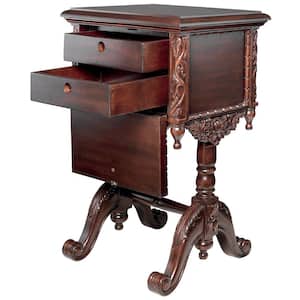Lady Rebecca Victorian 19.5 in. Brown Standard Square Top Wood Bedside Table