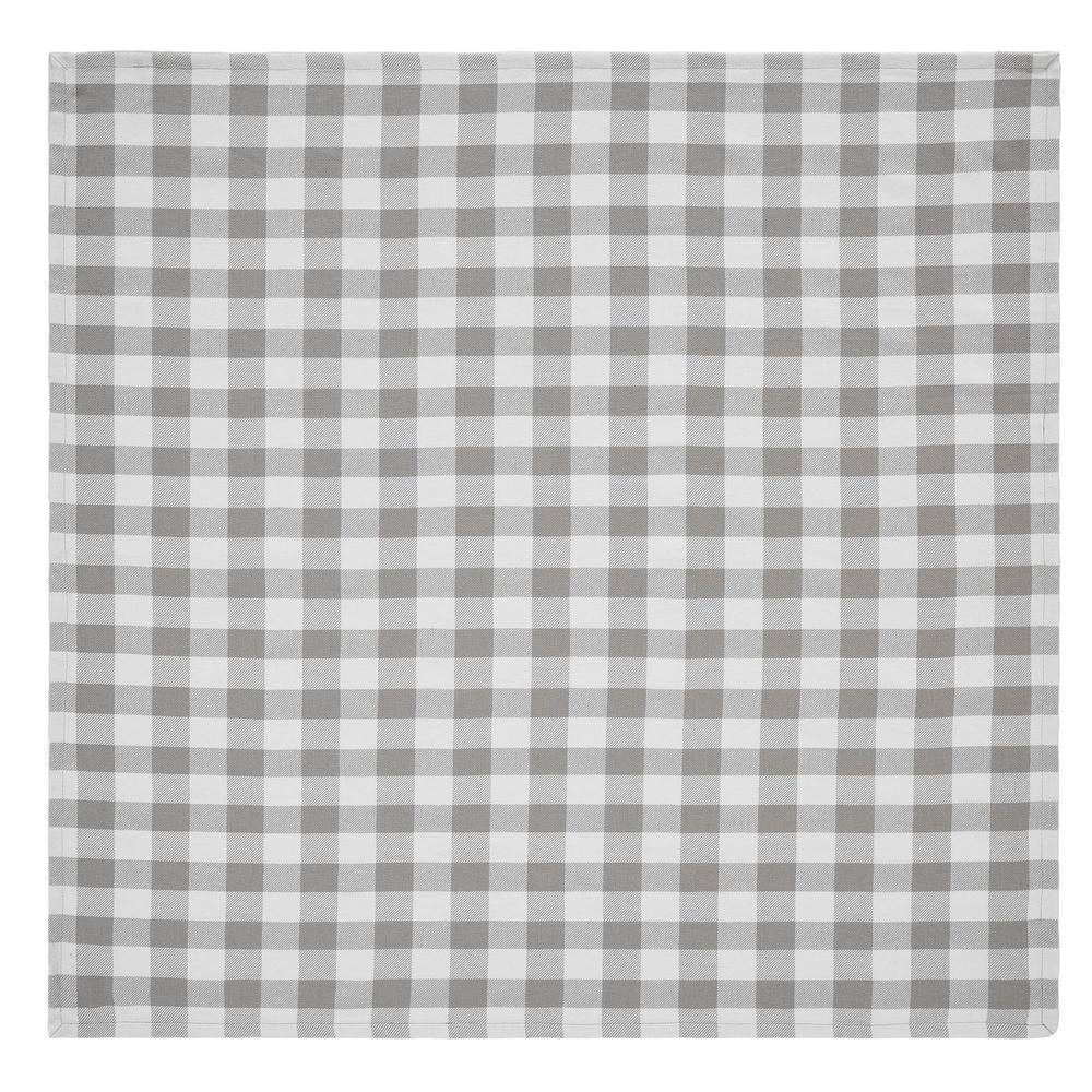 Annie 40x40 Gray and White Cotton Buffalo Check Table Topper