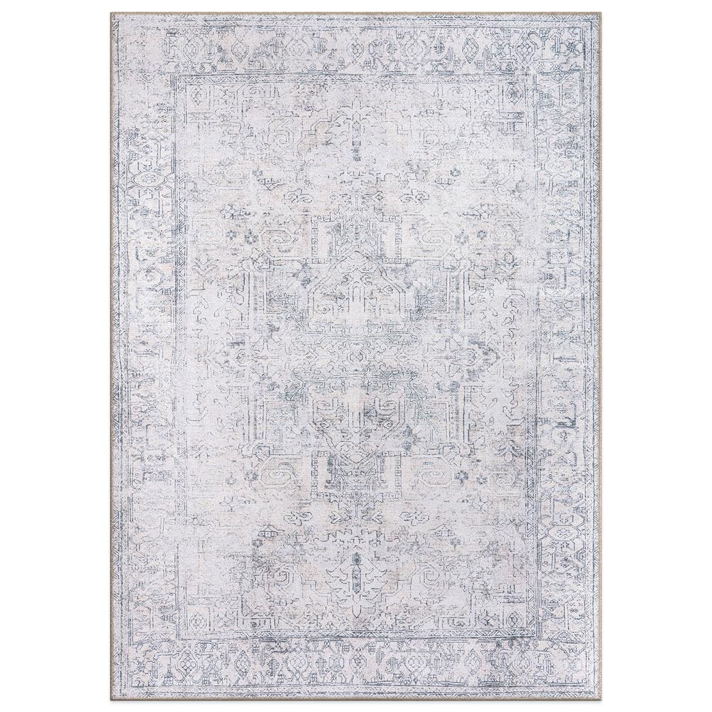 Amber Blue 5 ft. x 7 ft. Vintage Inspired Distressed Machine Washable Area Rug price history on PriceWatchPro