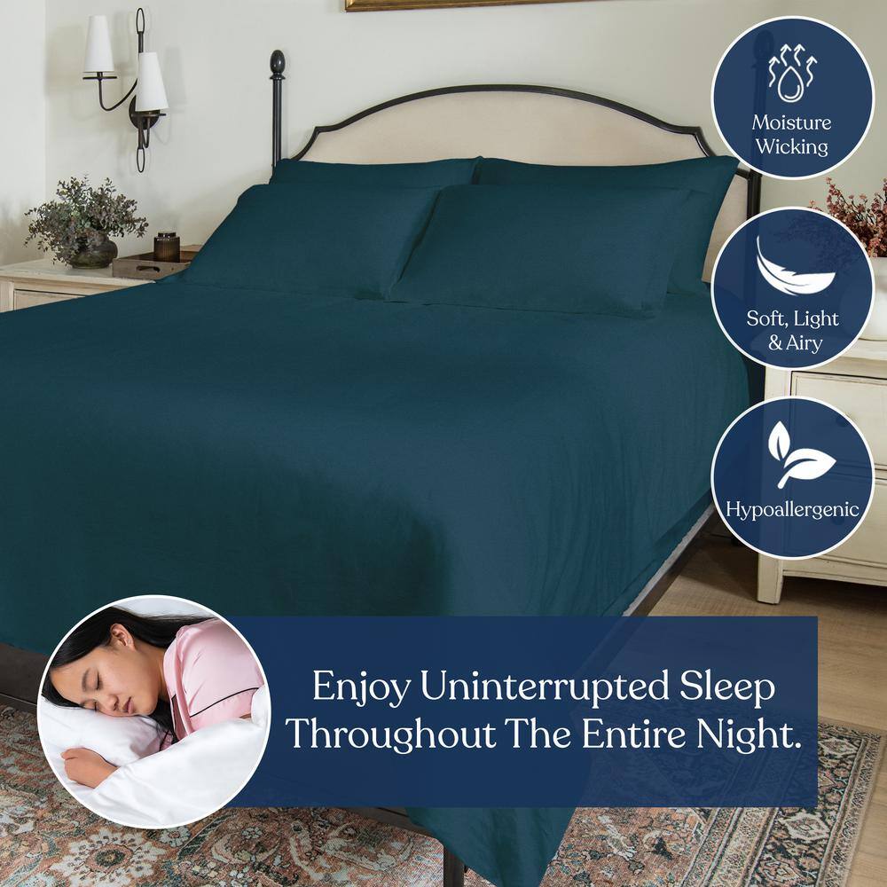 King Midnight Blue Organic Cotton Percale Duvet Set