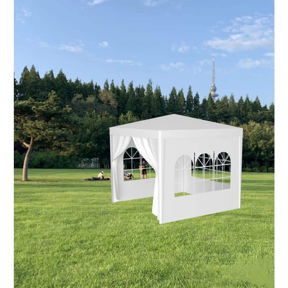 10 ft. x 10 ft. White Party Tent Outdoor Heavy Duty Gazebo Wedding Canopy w