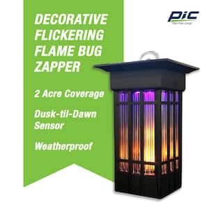 Decorative Flickering Flame Bug Zapper - 2 Acre Coverage, Weatherproof, Black