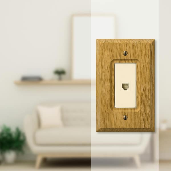 Carson 1 Gang Phone Wood Wall Plate - Light Oak