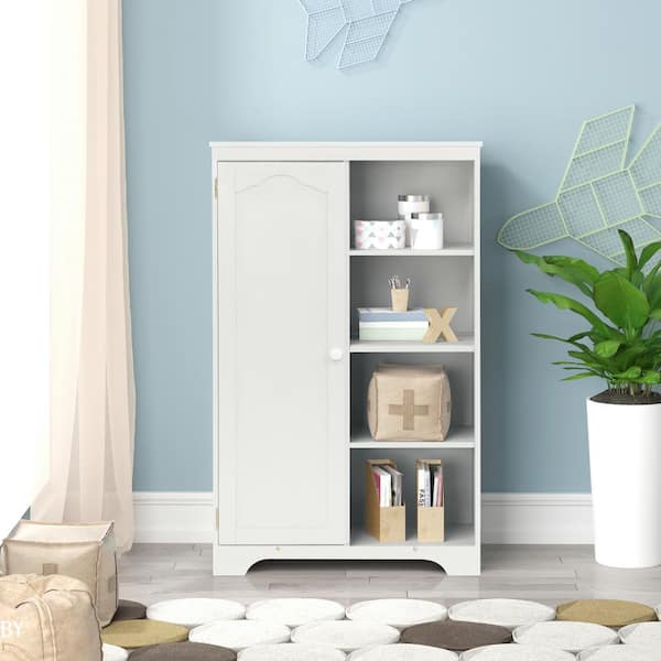 GOOD & GRACIOUS Wall Storage Cabinet with Shelves and Doors Large Storage  Space for Living Room, Kitchen, Office, Bedroom, Bathroom, White