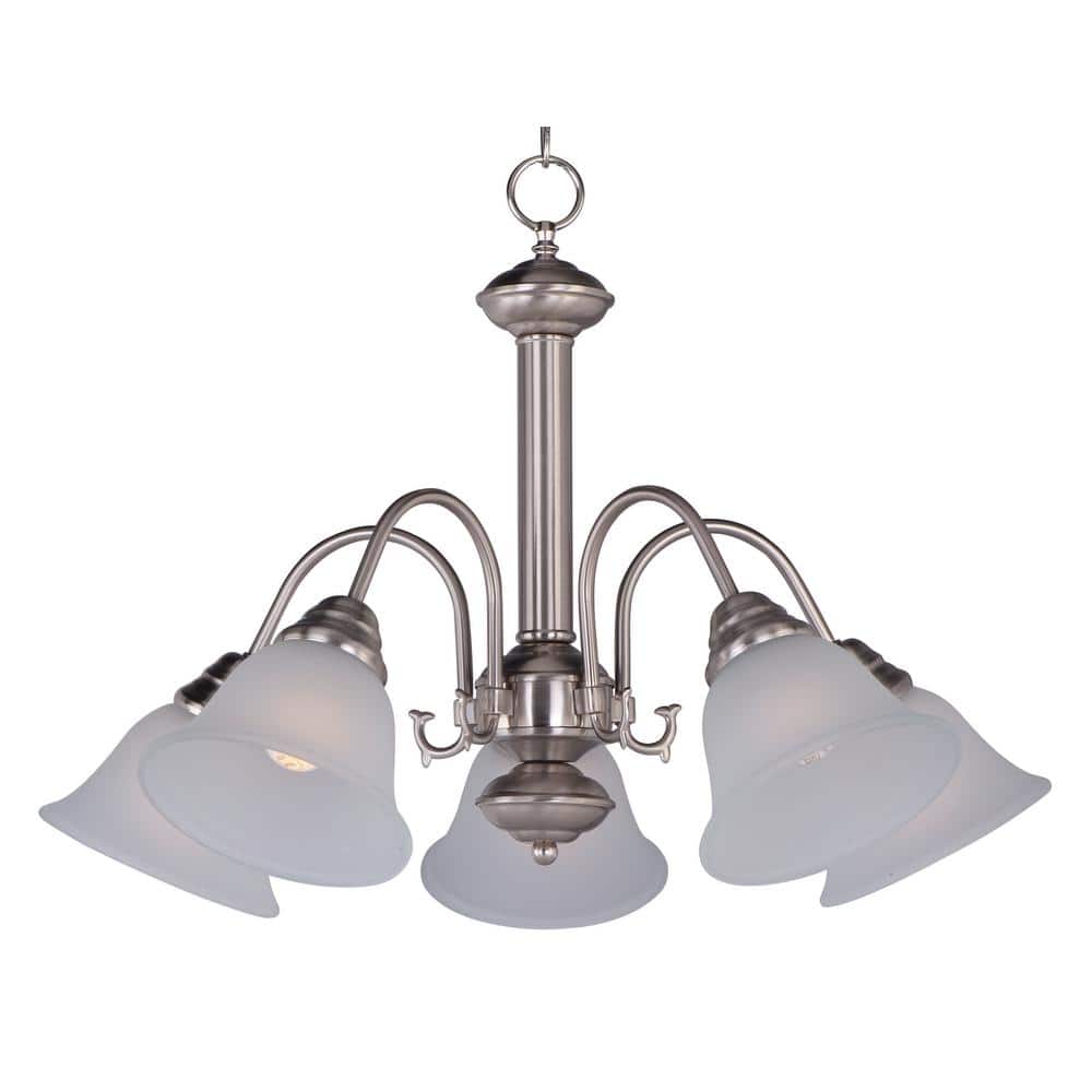 Satin Nickel 5-Light Mini Chandelier with Frosted Glass Shades