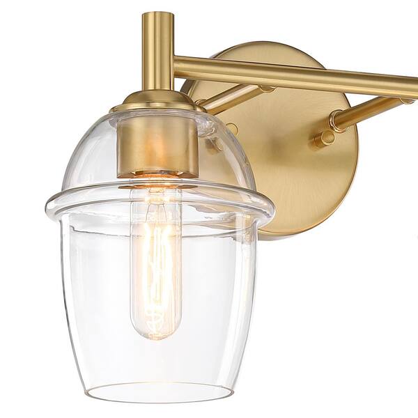 Designers Fountain - Summer Jazz 16 in. 2-Light Brushed Gold Classic Vanity Light with Clear Glass Shades