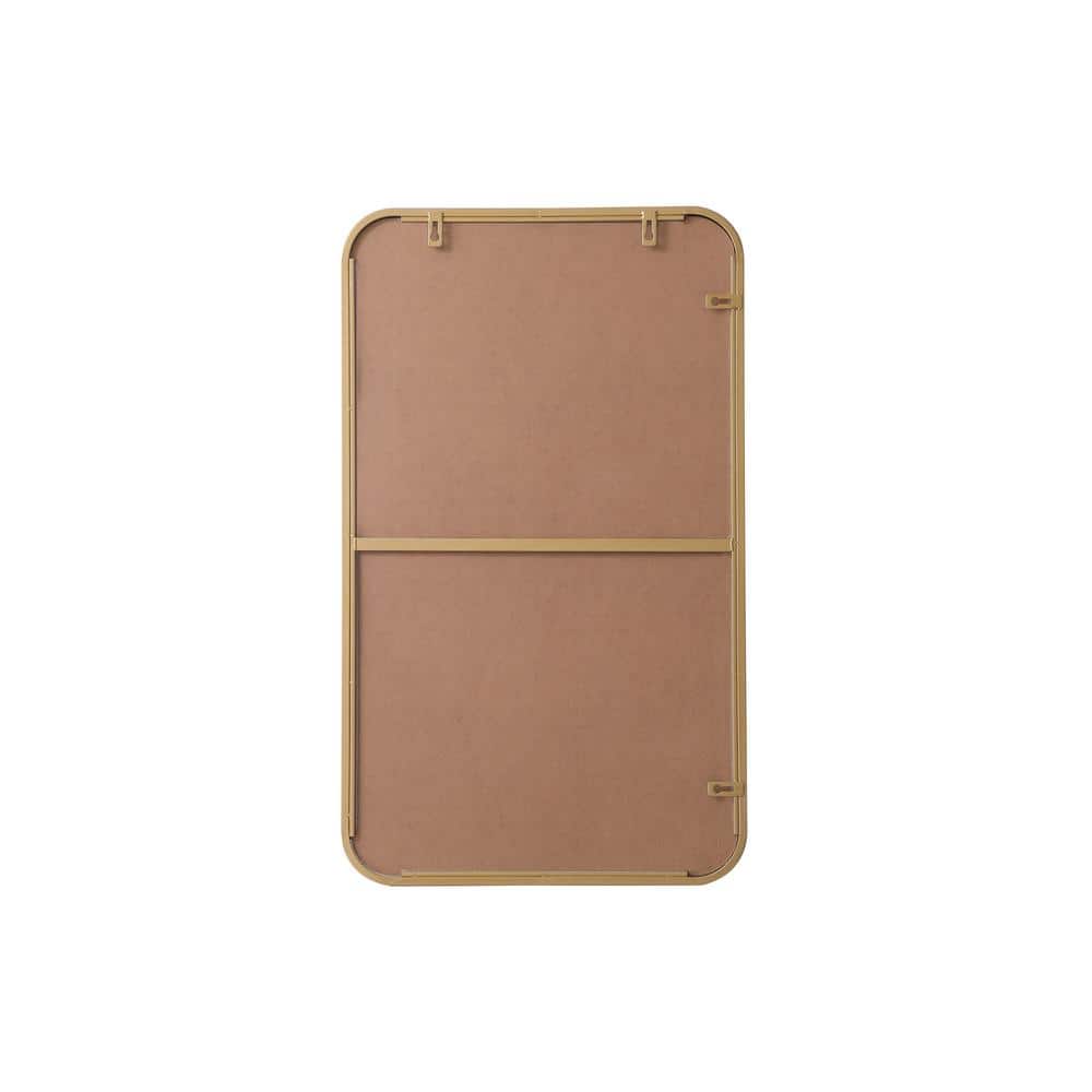 Modern Gold Rectangular Metal Vanity Mirror with Rounded Edges