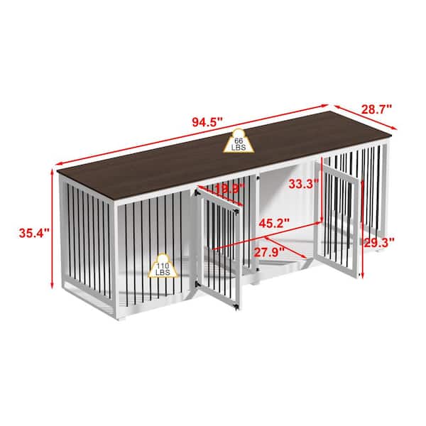 FUFU GAGA 94.5 in. Wooden Heavy Duty Dog Crate Kennel Cage with Divider for 2 Dogs Extra Large Dog Crate House for XXL Large Dogs Y THD 150195 0102 cc The Home Depot