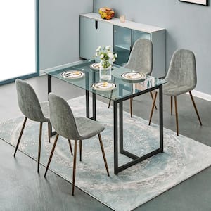 Charlton Grey Fabric Upholstered Dining Chairs (Set of 4)