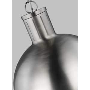 Hanks 1-Light Brushed Nickel Large Globe Pendant Light with Smooth White Glass Shade