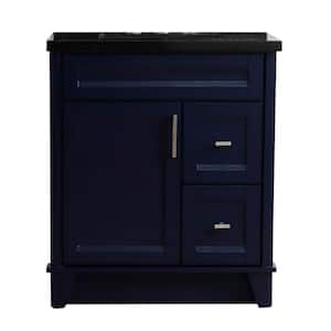 31 in. W x 22 in. D Single Bath Vanity in Blue with Granite Vanity Top in Black Galaxy with White Rectangle Basin