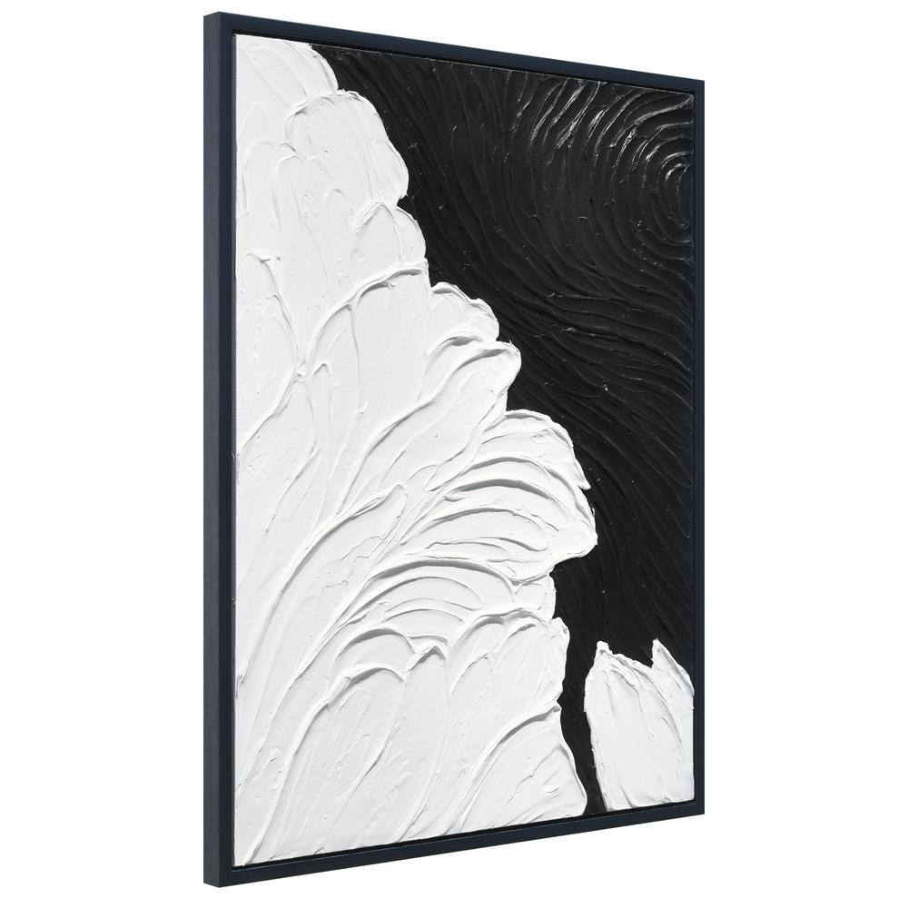 Monochrome Black and White Abstract Canvas Painting, 30" x 40"