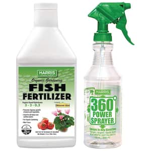 32 oz. Organic Gardening Liquid Fish Fertilizer and 360-Degree All Angle Professional Spray Bottle Value Pack