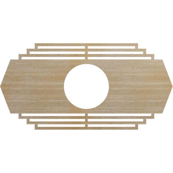 Ekena Millwork 30 in. x 15 in. x 7 7/8 in. x 1/4 in. Chrysler Wood Fretwork Pierced Ceiling Medallion, Hickory