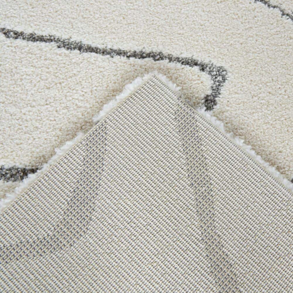 Gray and Ivory Abstract Rectangular Kids' Area Rug