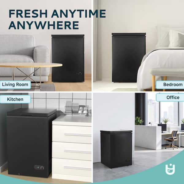 3.5 cu. ft. Manual Defrost Chest Freezer with Removable Basket, Adjustable Thermostat for Garage/Basement/Dorm in Black