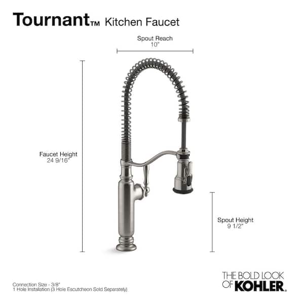 KOHLER Tournant Single-Handle Pull-Down Sprayer Kitchen Faucet in Vibrant Stainless