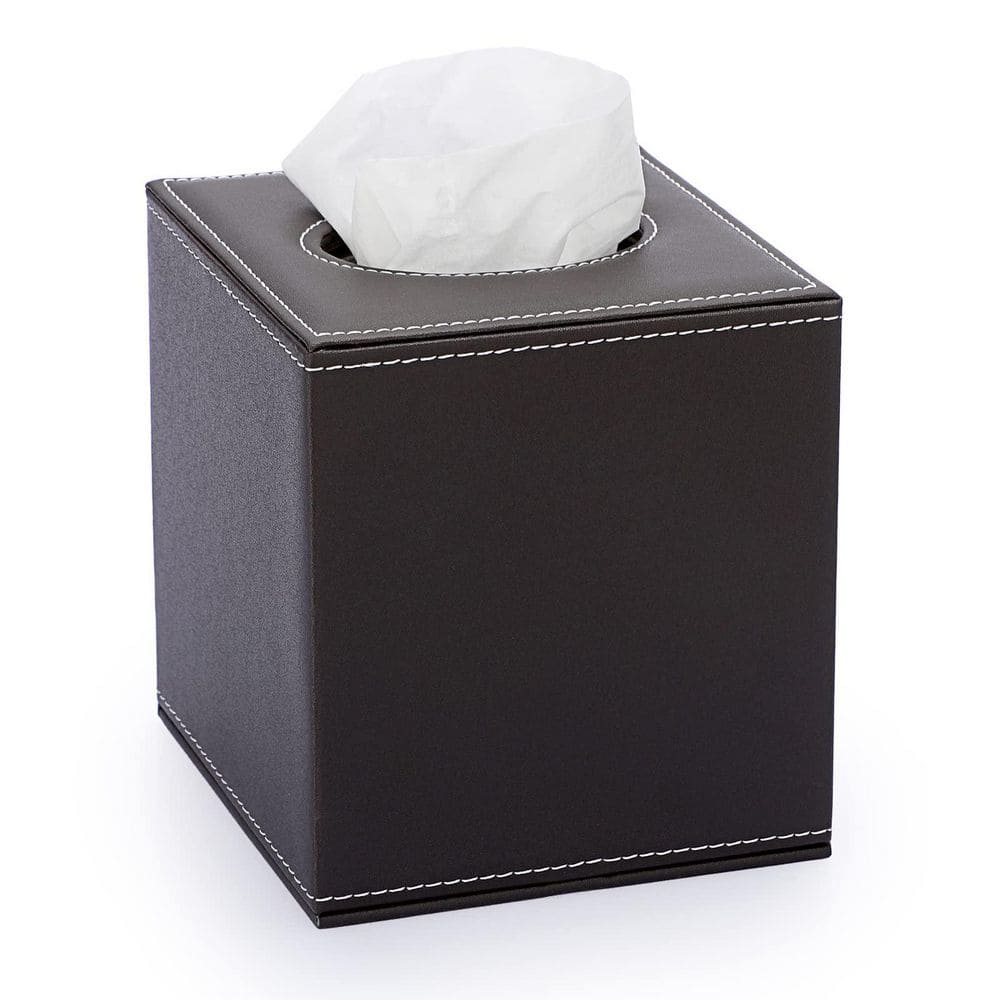 Square Leather Tissue Box Cover with Magnetic Bottom in Brown, Decorative PU Tissue Box for Vanity, Office, Car, Home price history on PriceWatchPro