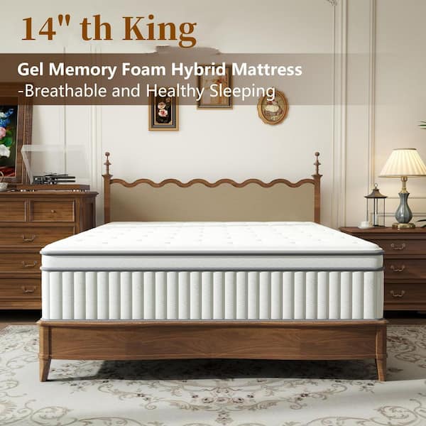 WONDER COMFORT 14 in. Medium Firm Memory Foam Tight Top King