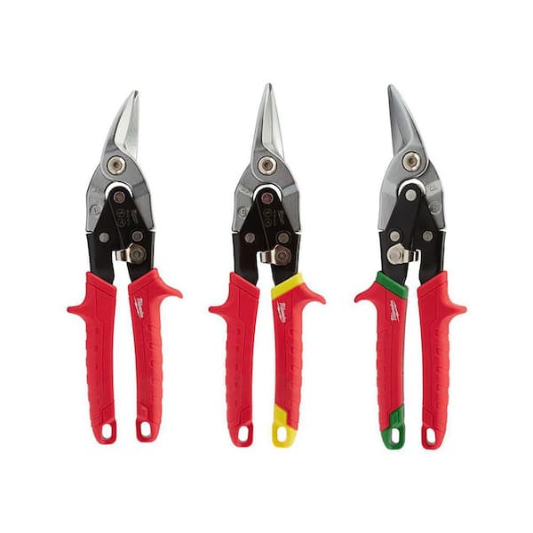 milwaukee 48-22-4041 iron carbide core large-looped straight jobsite  scissors w/ onboard ruler markings and index finger groove (2 pack) 